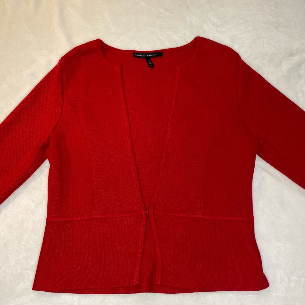 White House Black Market Red Knit Blazer size Medium. Only worn a few times.
